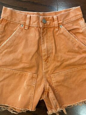 BDG Mid Rise Orange Denim Shorts Size 25 Urban Outfitters 100% Cotton Carpenter